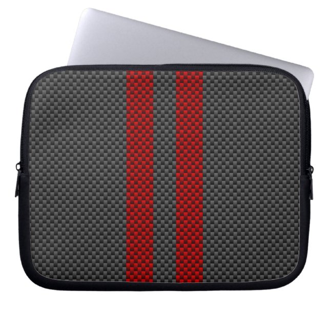 Red Carbon Fiber Stil Tävla Rand Laptop Sleeve (Framsidan)