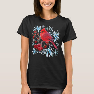 Red Cardinal Bird Älskare Fågelskådning jul Bi T Shirt