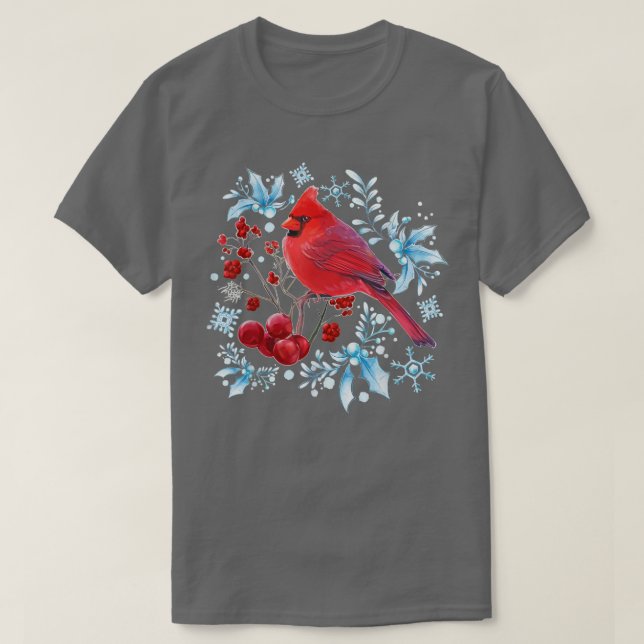 Red Cardinal Bird Älskare Fågelskådning jul Bi T Shirt (Design framsida)