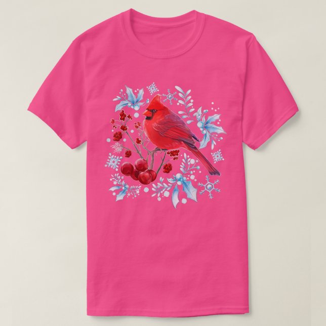Red Cardinal Bird Älskare Fågelskådning jul Bi T Shirt (Design framsida)
