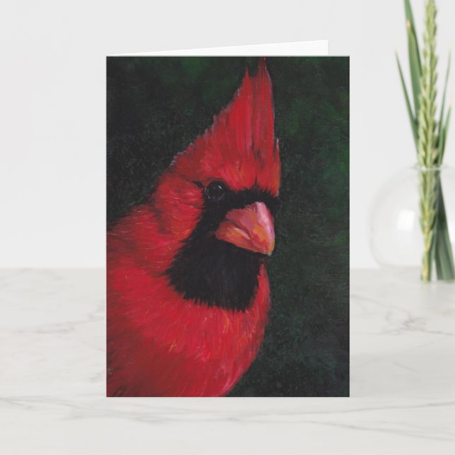 Red Cardinal Bird Art Greeting Card Kort (Framsida)