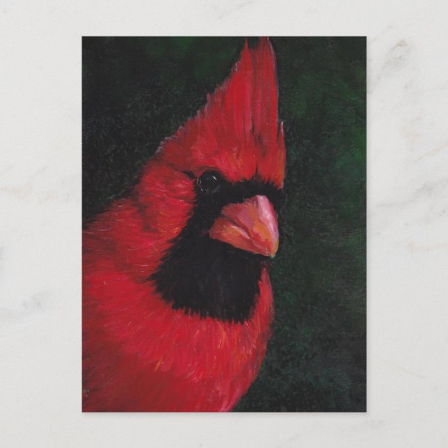 Red Cardinal Bird Art Postcard Vykort (Framsida)