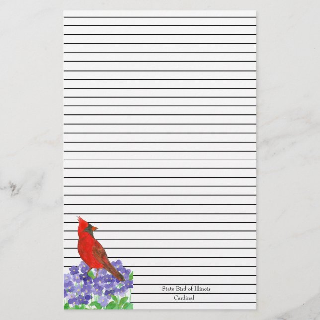 Red Cardinal Bird Black Lining Brevpapper (Framsida)