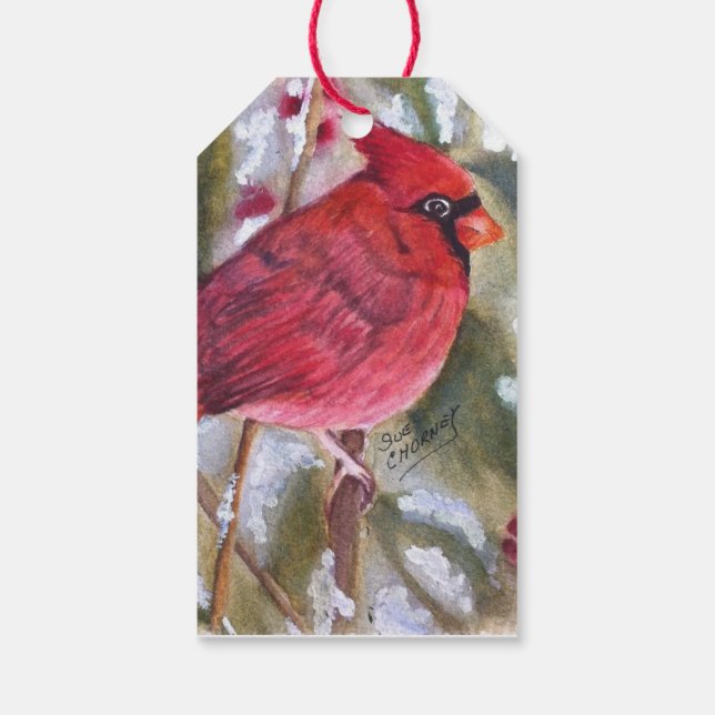 RED CARDINAL BIRD FRÅN JULTOMTEN PRESENTETIKETT (Baksidan)
