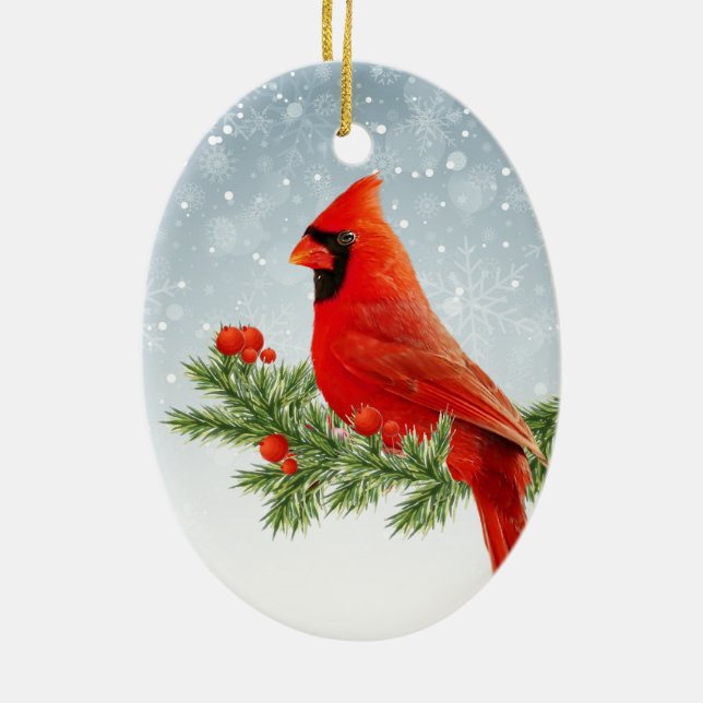 Red Cardinal Bird God jul ornament (Baksidan)