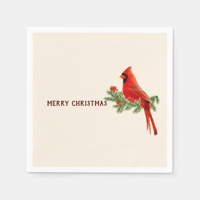 Red Cardinal Bird God jul Pappersservett (Framsidan)