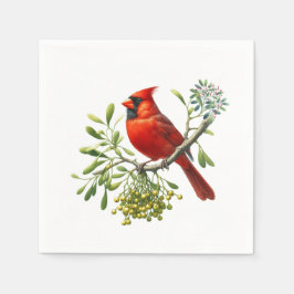 Red Cardinal Bird Helgdag Mistletoe Pappersservett