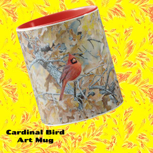 Red Cardinal Bird i Träd Art Mugg Kopp
