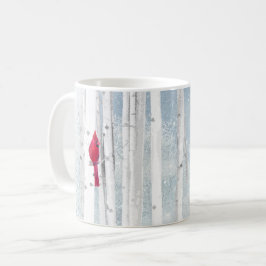 Red Cardinal Bird i vackra snowy Birch Träd Kaffemugg
