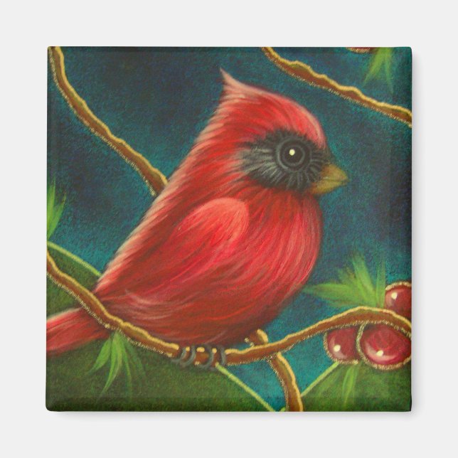 RED CARDINAL BIRD MAGNET (Framsidan)
