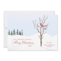 Red Cardinal Bird Merry julFlat Helgdag Card