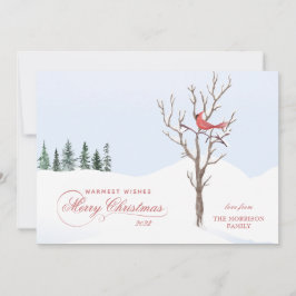 Red Cardinal Bird Merry julFlat Helgdag Card Julkort