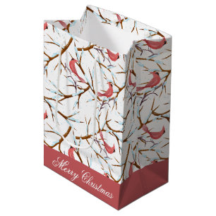 Red Cardinal Bird Mönster God jul Gift Bag