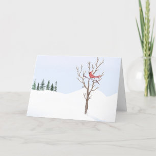 Red Cardinal Bird Peace on Earth Family Helgkort
