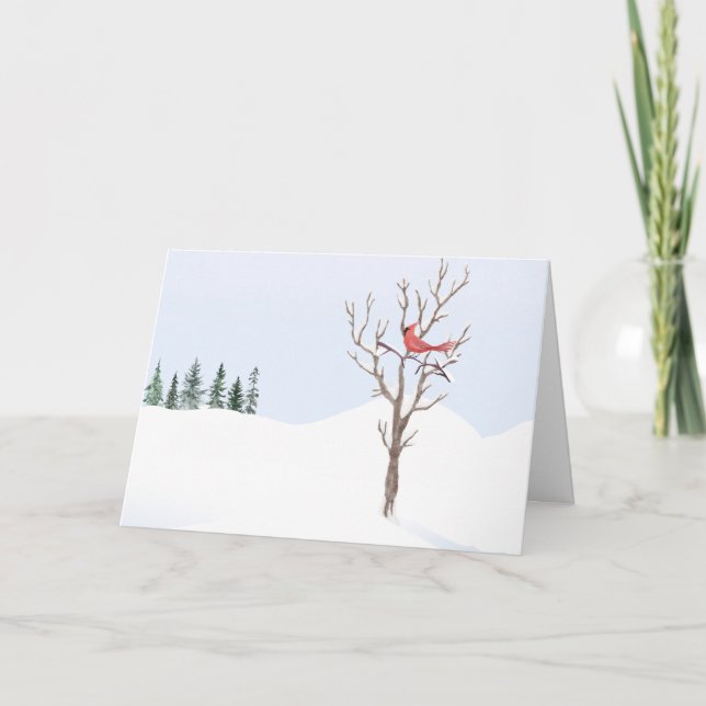 Red Cardinal Bird Peace on Earth Family Helgkort (Framsida)
