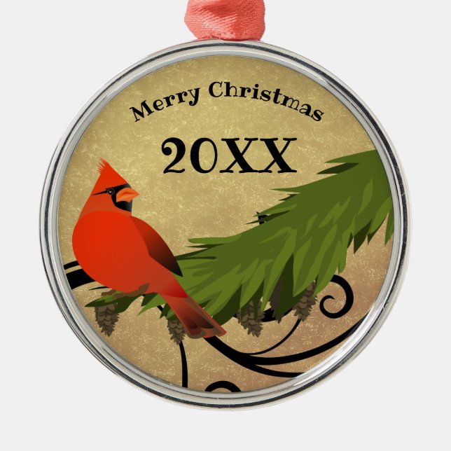 Red Cardinal Bird Personlig jul Ornament (Framsidan)