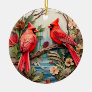 Red Cardinal Bird-Personligen Jul Julgransprydnad Keramik