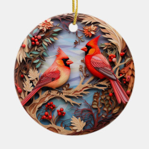 Red Cardinal Bird-Personligen Jul Julgransprydnad Keramik