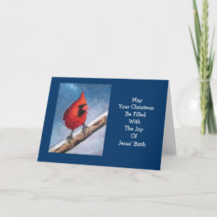 RED CARDINAL: BIRD: SNÖ: ARTWORK HELGKORT