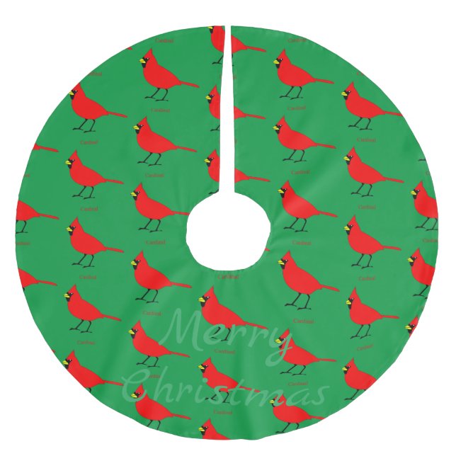 Red Cardinal Bird Thunder_Cove Julgransmatta Borstad Polyester (Framsidan)