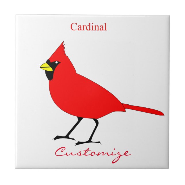 Red Cardinal Bird Thunder_Cove Kakelplatta (Framsidan)