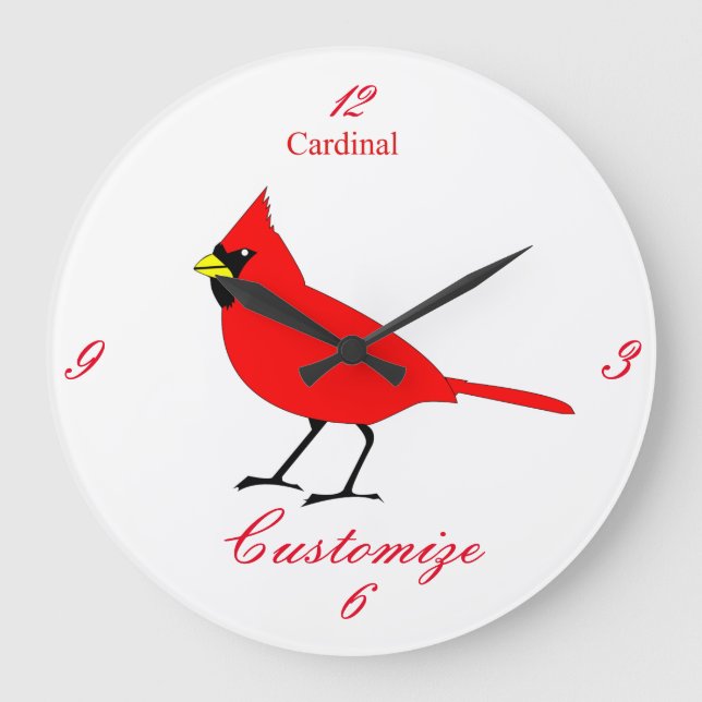 Red Cardinal Bird Thunder_Cove Stor Klocka (Framsida)