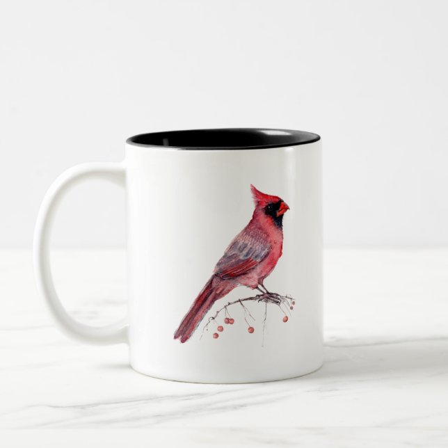 Red Cardinal Bird Två-Tonad Mugg (Vänster)