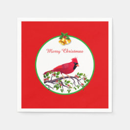 Red Cardinal Bird vid Träd Gren Pappersservett
