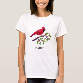 Red Cardinal Bird vid Träd Gren T Shirt