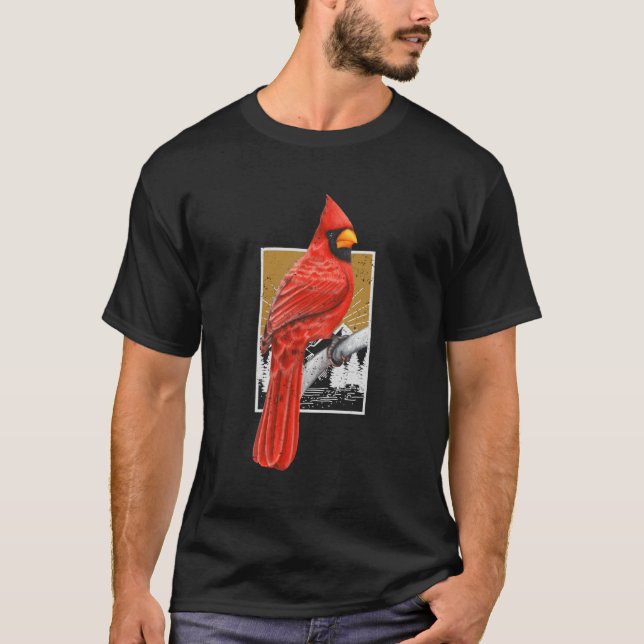 Red Cardinal Bird Watcher Bird Watching Natature B T Shirt (Framsida)