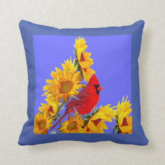 RED CARDINAL BIRD YELLOW SUNFLOWERS ART KUDDE