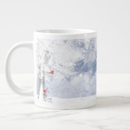 Red Cardinal Birds Julsnowy Träd Jumbo Mugg
