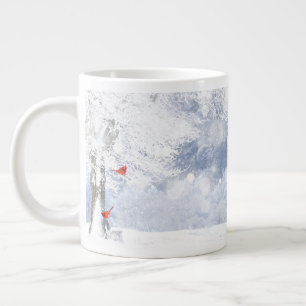 Red Cardinal Birds Julsnowy Träd Jumbo Mugg