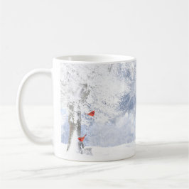 Red Cardinal Birds Julsnowy Träd Kaffemugg