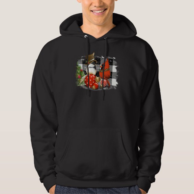 Red Cardinal Chickadee Bird Älskare Buffalo Play C Hoodie (Framsida)