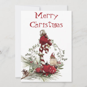 Red Cardinal Chickadee Bird Vinter-jul Julkort