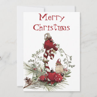 Red Cardinal Chickadee Bird Vinter-jul Julkort