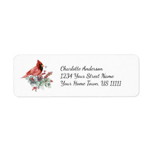 Red Cardinal Eucalyptus Red Berries Greenery Label Returadress Etikett