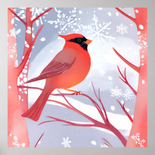 Red Cardinal   Fackfärgsfärg Poster