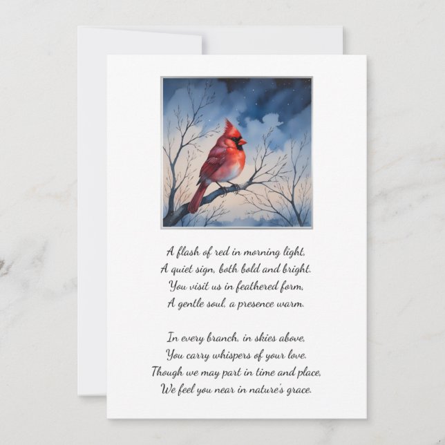Red Cardinal Funeral Memorial Thank You Card Tack Kort (Framsida)