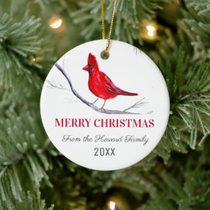 Red Cardinal God jul Bird Winter Julgransprydnad Keramik