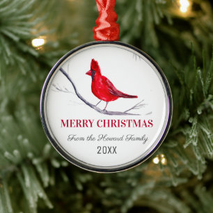 Red Cardinal God jul Bird Winter Julgransprydnad Metall