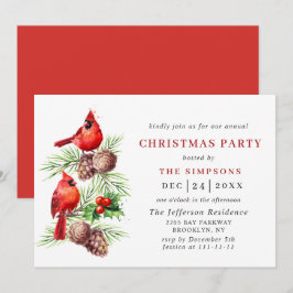 Red Cardinal Holly Berry Helgdag CHRISTMAS PARTY Inbjudningar