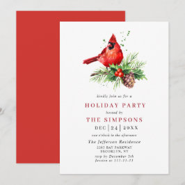 Red Cardinal Holly Berry-Julfesten, jul Inbjudningar