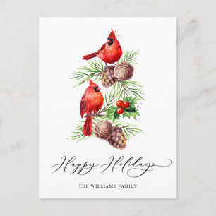 Red Cardinal Holly Berry-juljul, Helgdag Vykort