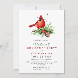 Red Cardinal Holly Berry VIRTUELL jul Party Inbjudningar