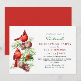 Red Cardinal Holly Berry VIRTUELL jul Party Inbjudningar