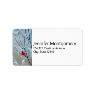 Red Cardinal in Winter Nature Photo jul Adressetikett