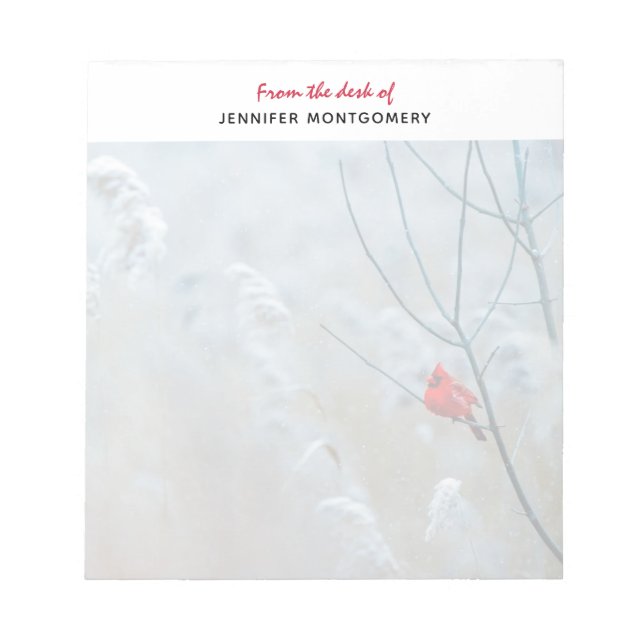 Red Cardinal in Winter Nature Photo jul Anteckningsblock (Framsida)