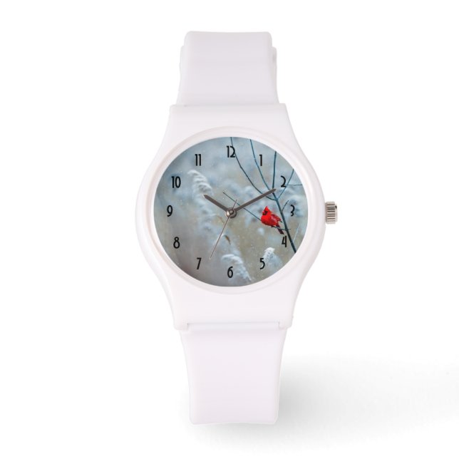 Red Cardinal in Winter Nature Photo jul Armbandsur (Framsida)